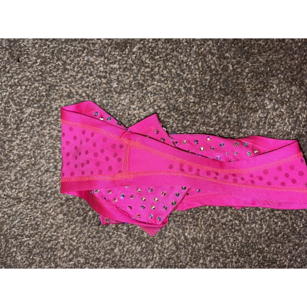 Pink Rhinestone Triangle High Waist Bikini Set Rave Pole Exotic Dance - Picture 9 of 9